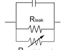 The equivalent circuit of a neuronal cell membrane.